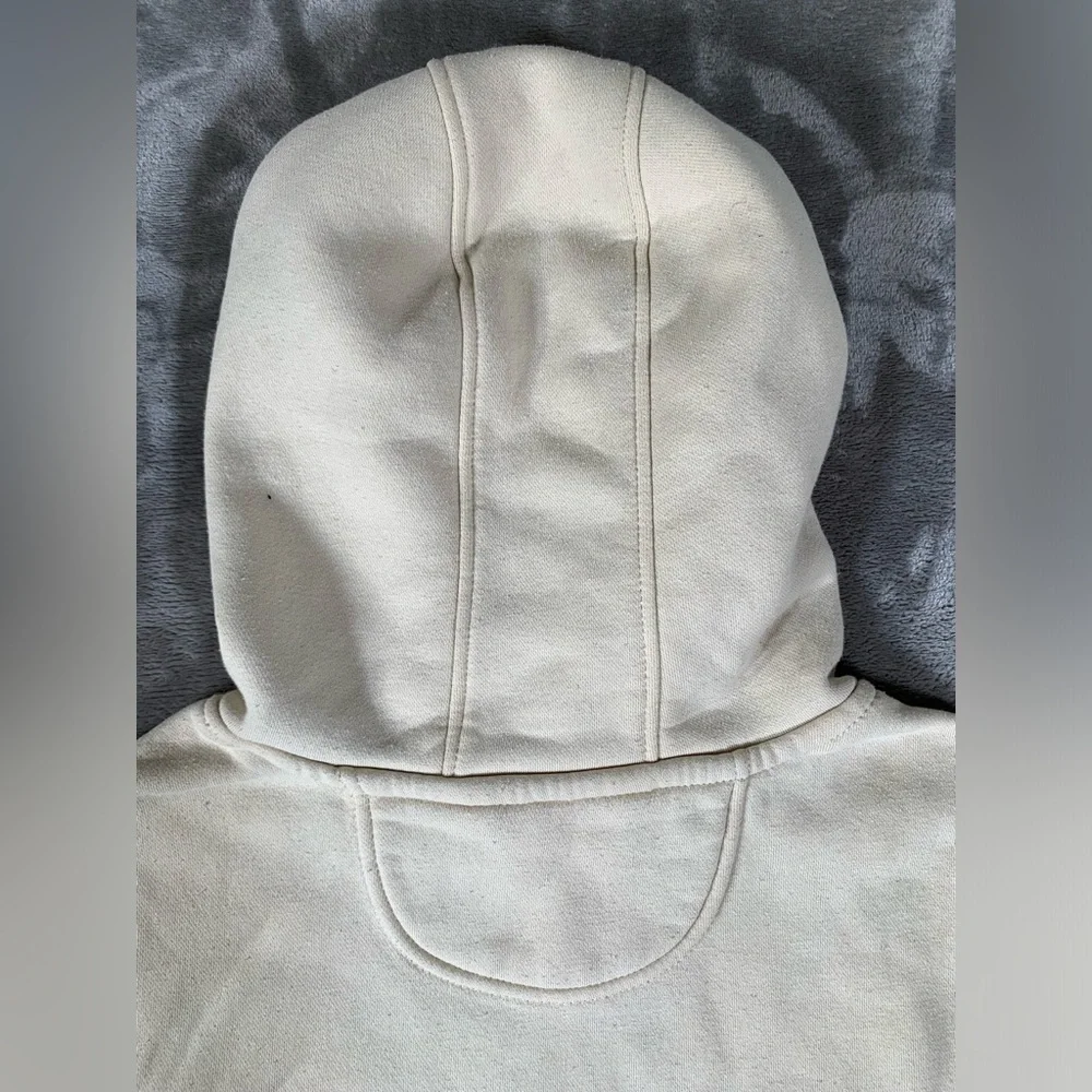 Carhartt Hoodie Boys Lg (12–14) Beige Relaxed Fit Sweatshirt Spellout Logo Baggy